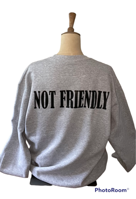 NOT FRIENDLY Grey Crew Neck Sweatshirt - "Security" image 1