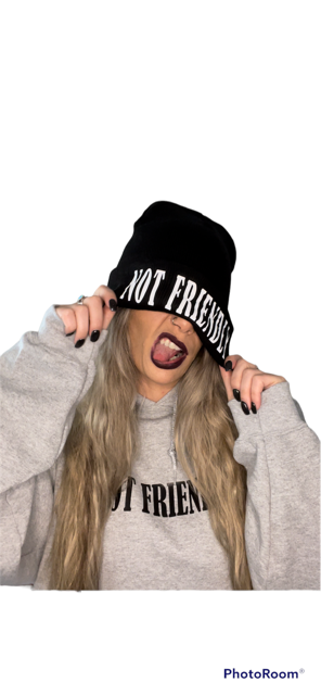NOT FRIENDLY Cuff Beanie -Black image 0