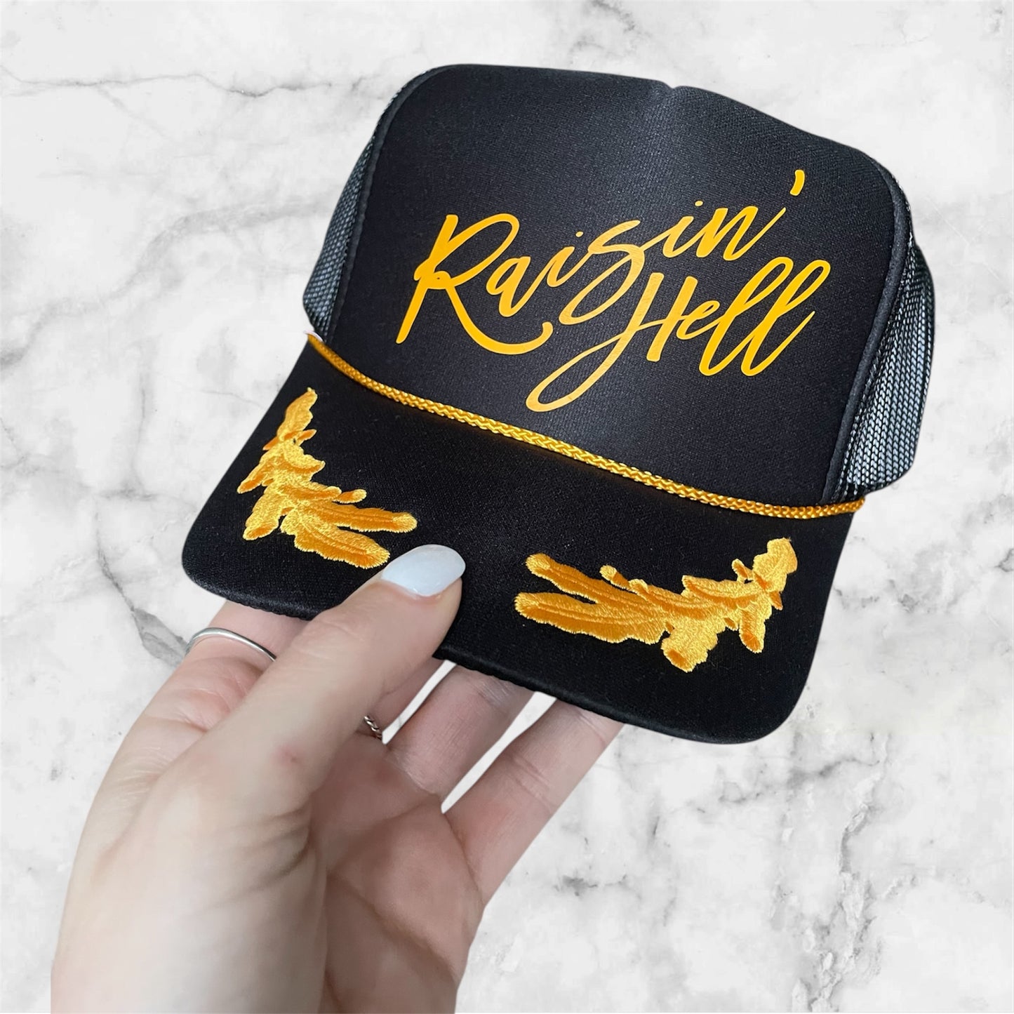 NOT FRIENDLY - “Raisin’ Hell” Trucker Hat image 0