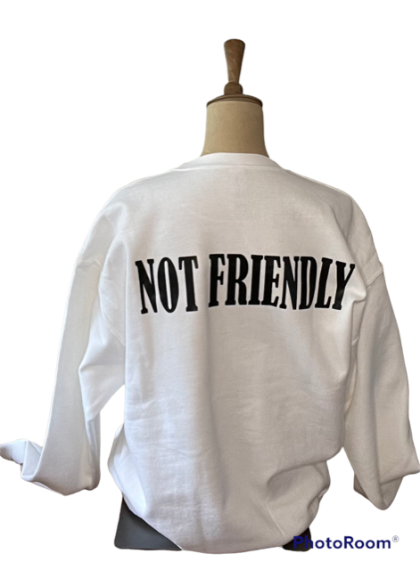 NOT FRIENDLY White Crew Neck Sweatshirt - "Security" image 1