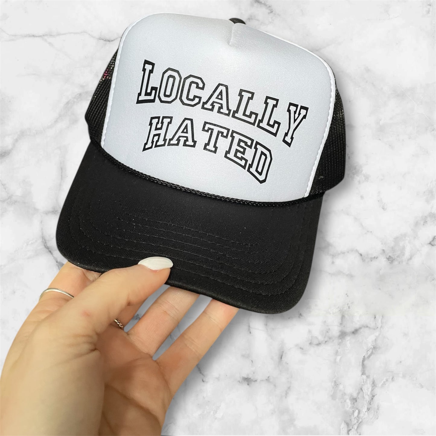 NOT FRIENDLY - “Locally Hated’” Trucker Hat image 0