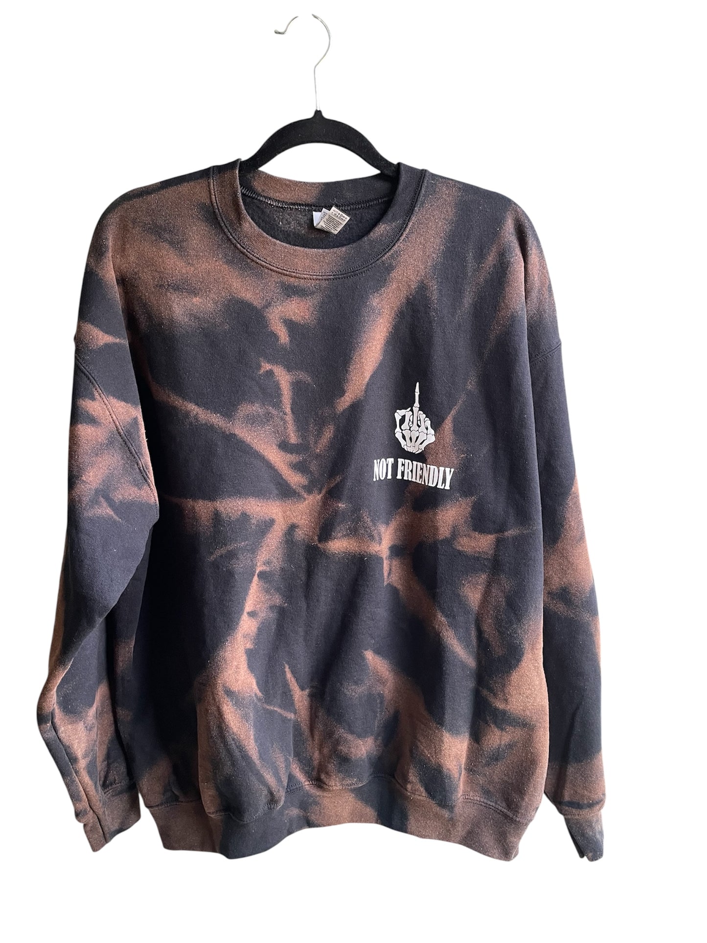 NOT FRIENDLY Black Bleached Crew Neck Sweatshirt *REMIXED*- “Security” image 1