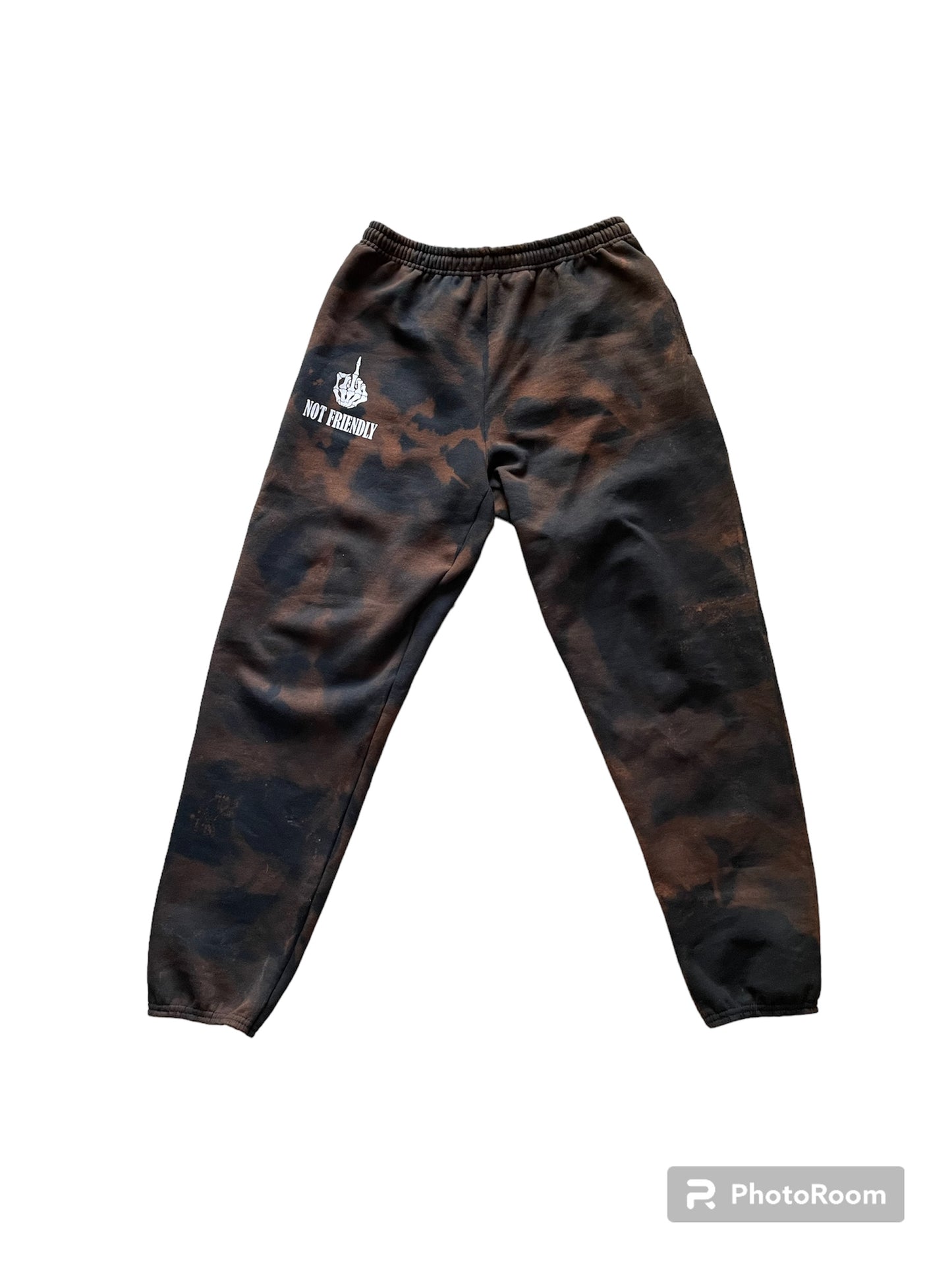 NOT FRIENDLY - BLEACH DYED “Not Friendly” Sweatpants image 0