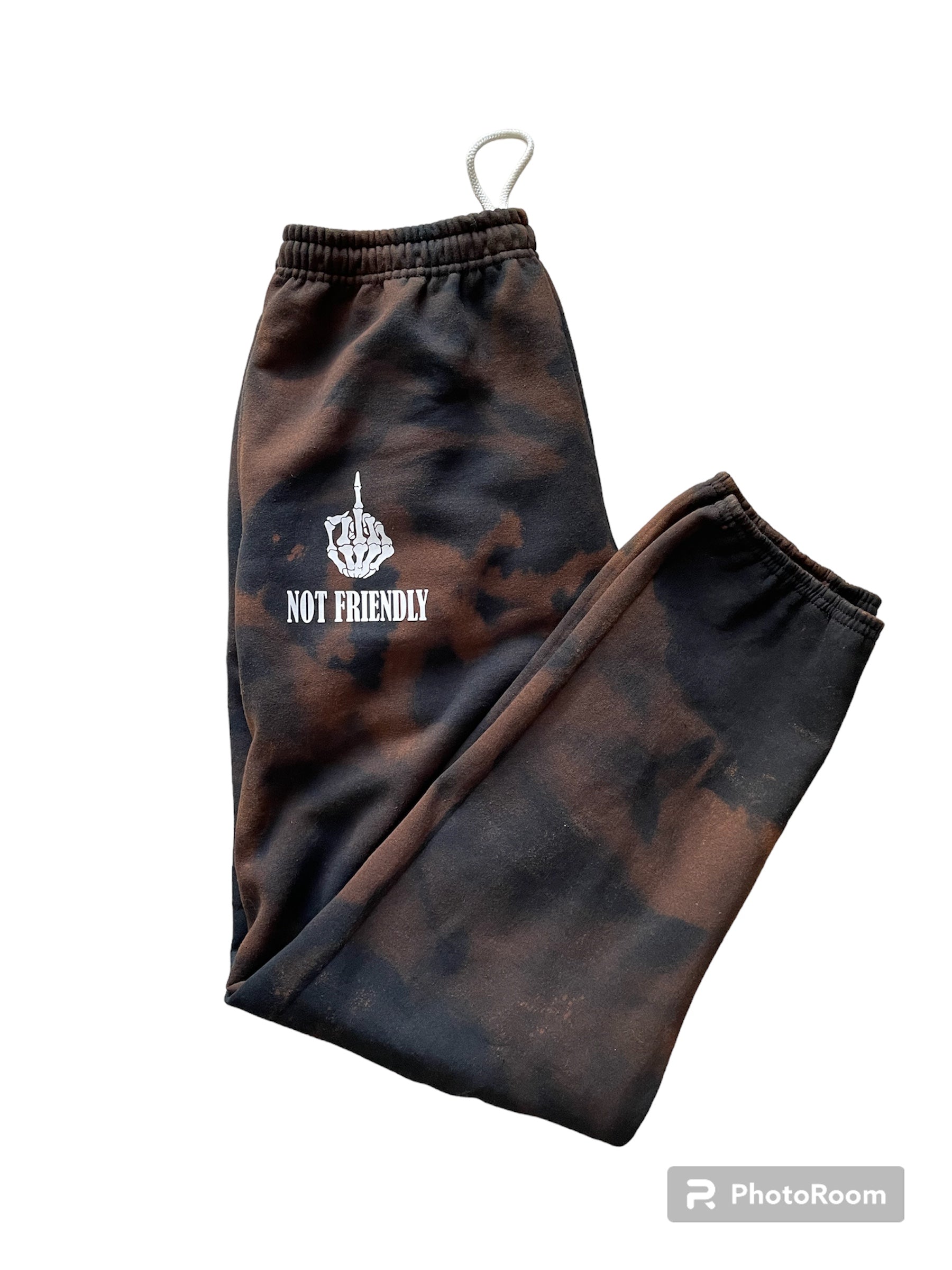 NOT FRIENDLY - BLEACH DYED “Not Friendly” Sweatpants image 1