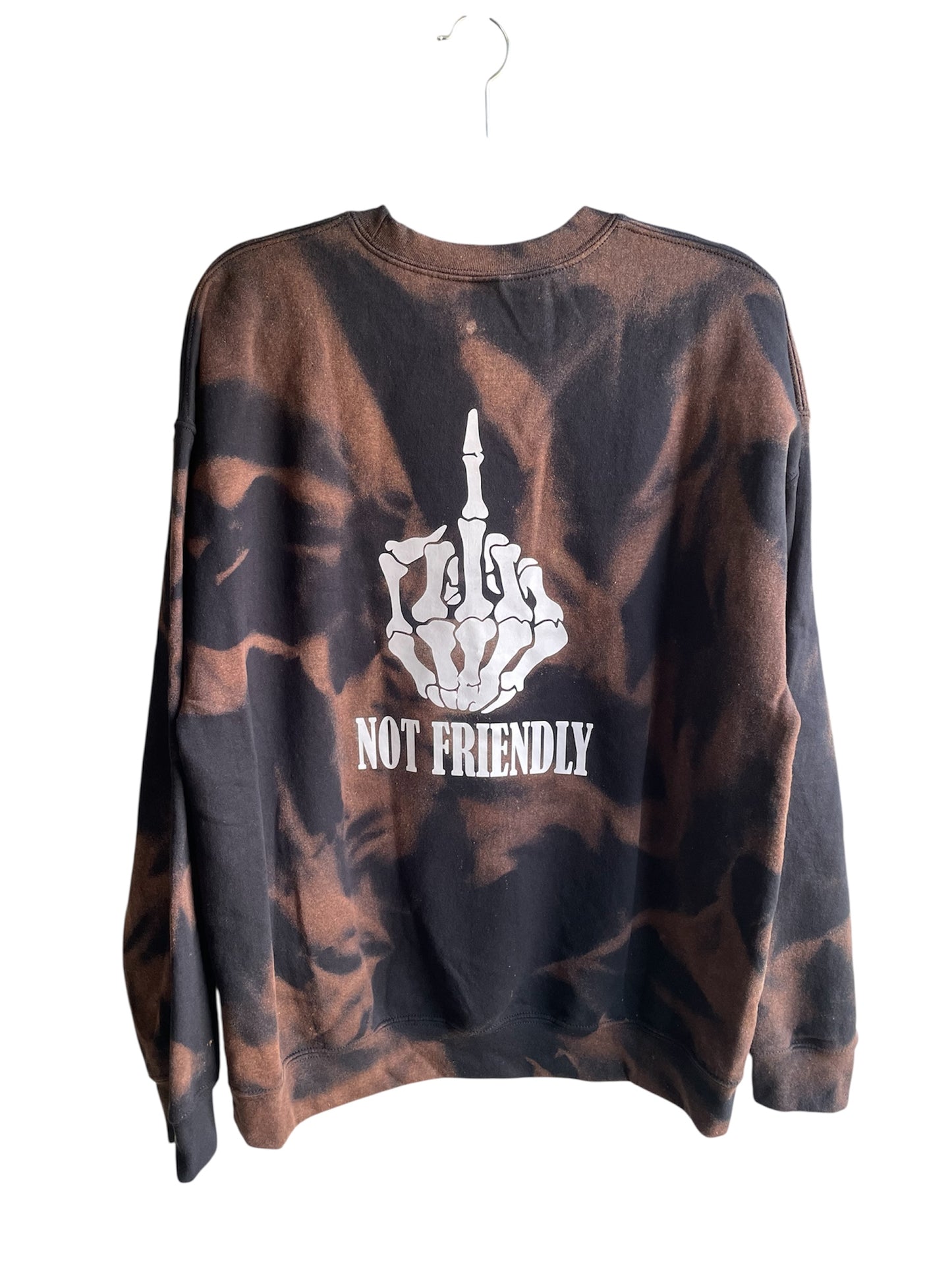 NOT FRIENDLY Black Bleached Crew Neck Sweatshirt *REMIXED*- “F-Off” image 0
