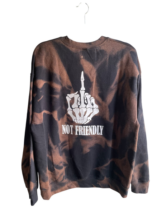 NOT FRIENDLY Black Bleached Crew Neck Sweatshirt *REMIXED*- “F-Off” image 0