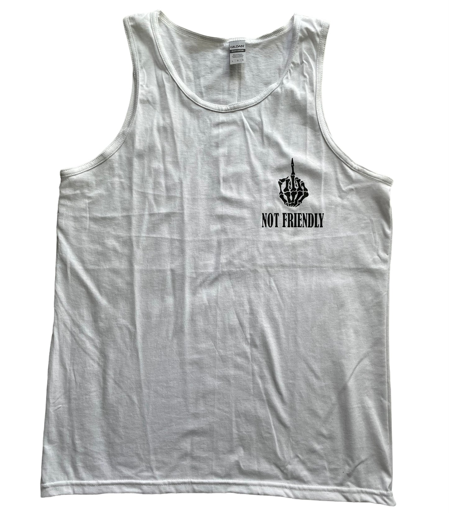 NOT FRIENDLY - White “F Off” Tanks (men’s fit) image 0