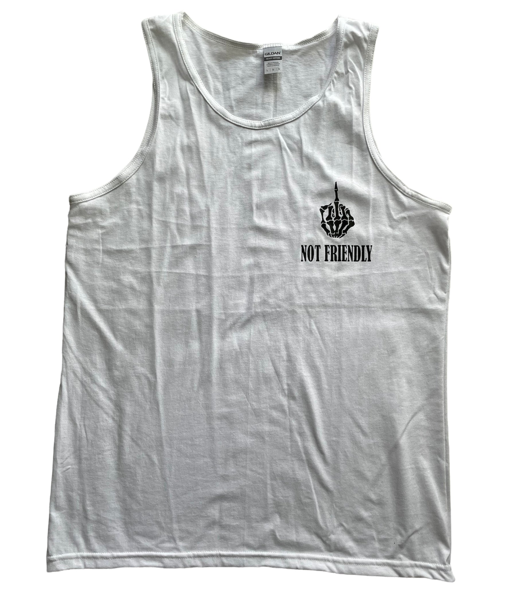 NOT FRIENDLY - White “F Off” Tanks (men’s fit) image 0