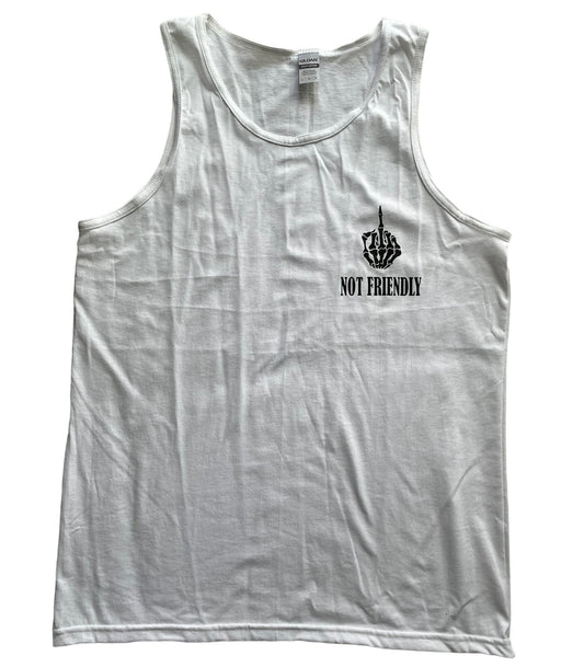 NOT FRIENDLY - White “F Off” Tanks (men’s fit) image 0