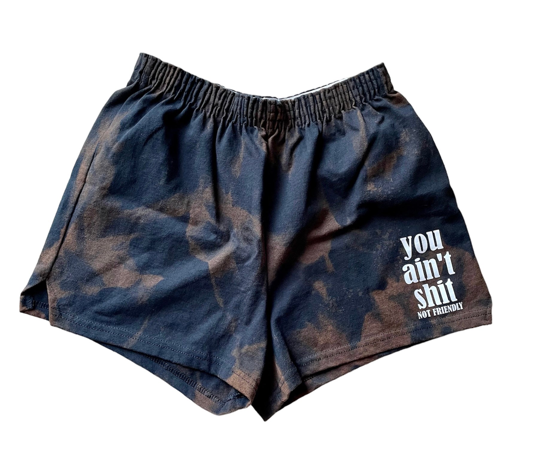 NOT FRIENDLY - Bleached “You Ain’t Shit” Shorts (women’s fit) image 0