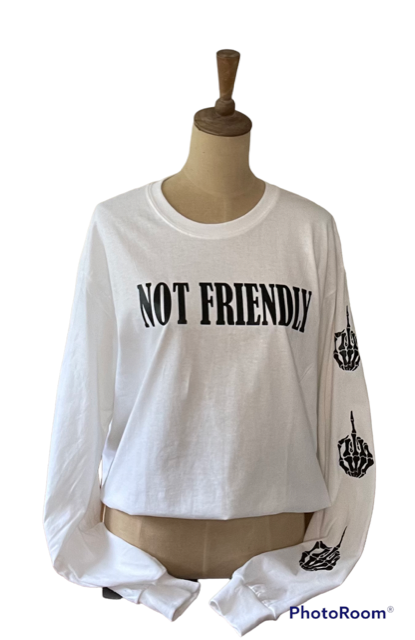 NOT FRIENDLY Crop White Long Sleeve image 0