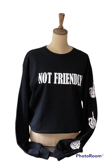 NOT FRIENDLY Crop Black Long Sleeve image 0