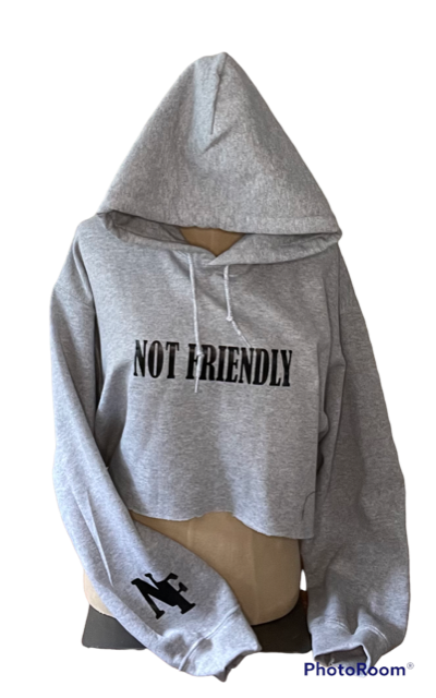NOT FRIENDLY - Grey Cropped Hoodie image 0