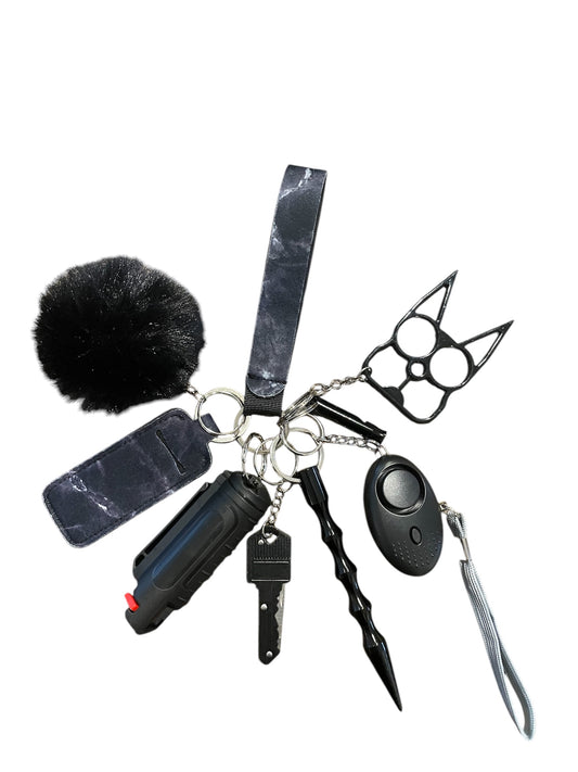 Black Marble Self Defense Keychain image 0