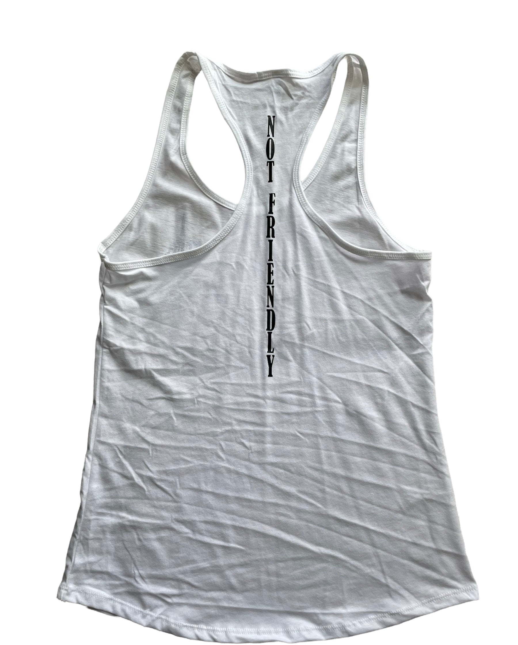 NOT FRIENDLY - White “F Off” Tanks (women’s fit) image 1
