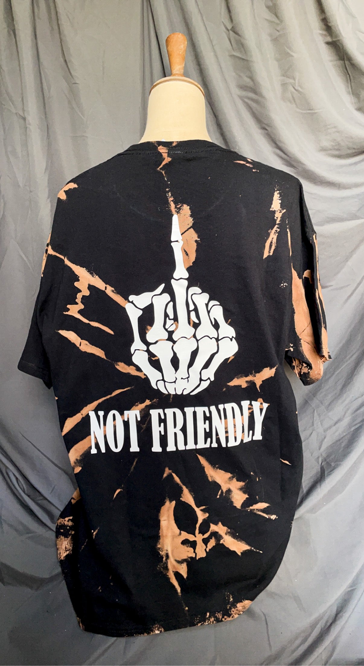 NOT FRIENDLY- Black Bleached Dyed *LIMITED EDITION* "F-Off" image 1