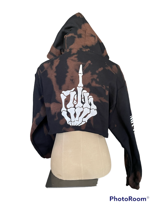 NOT FRIENDLY - Black *BLEACHED DYED* Cropped Hoodie image 1