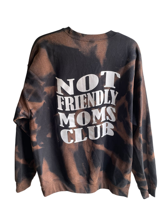 NOT FRIENDLY - Bleach Dyed Crewneck Sweatshirt *REMIXED* “ Mom’s Club”  image 0