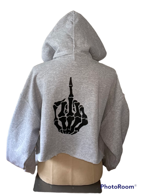 NOT FRIENDLY - Grey Cropped Hoodie image 1