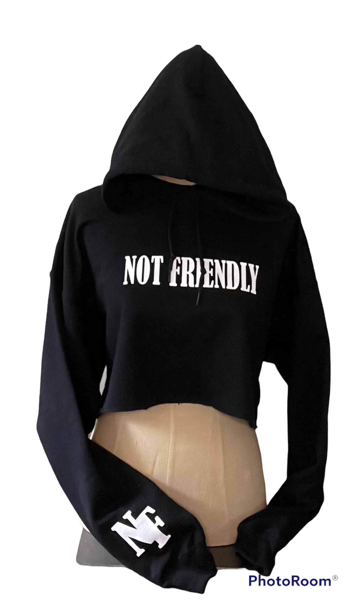 NOT FRIENDLY - Black Cropped Hoodie image 0