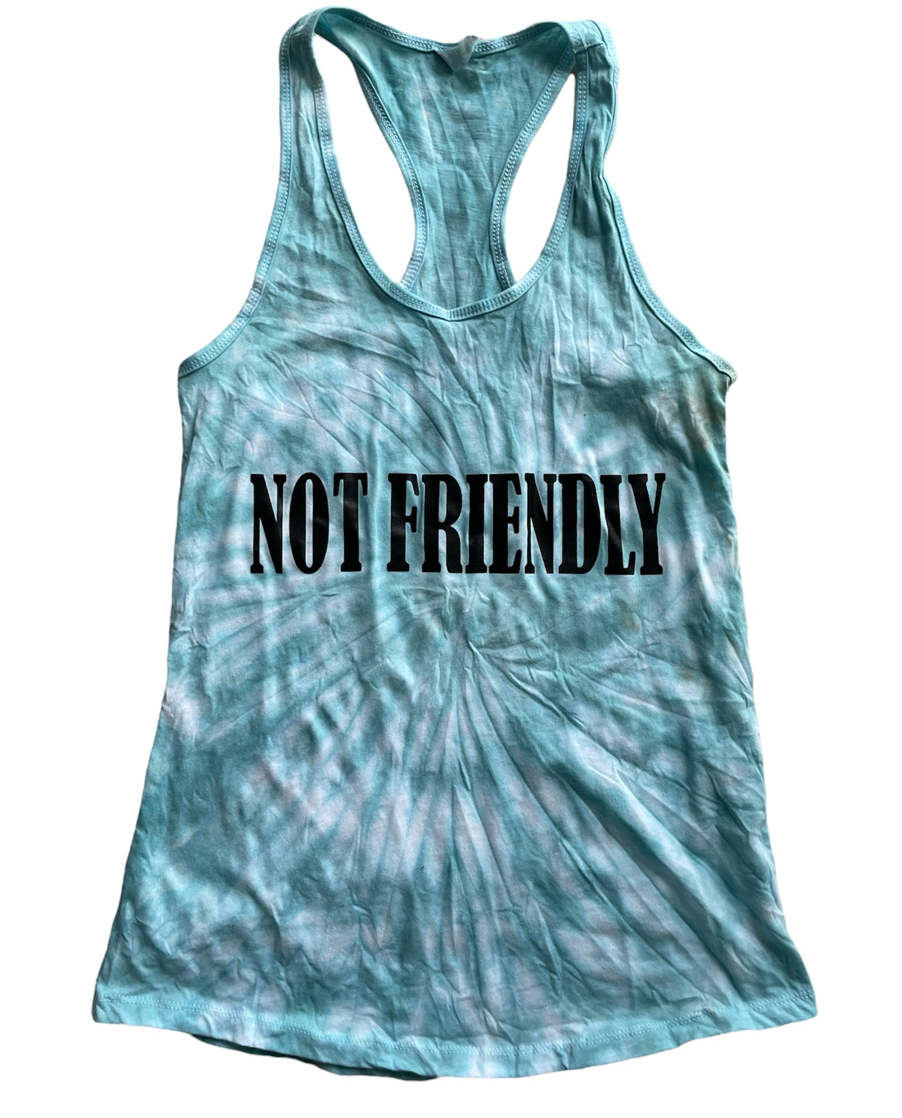 NOT FRIENDLY - Teal Tie Dyed *LIMITED EDITION*  “Security” Tanks (women’s fit) image 0