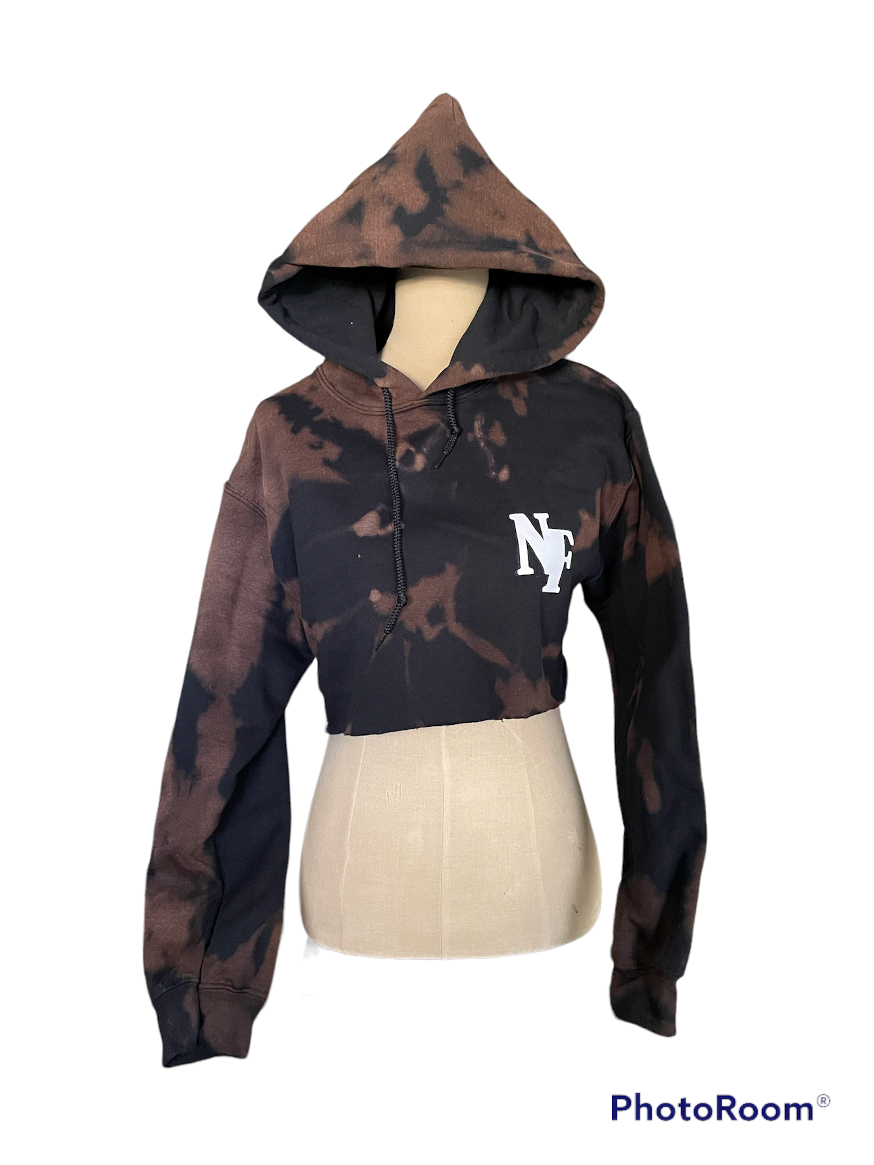 NOT FRIENDLY - Black *BLEACHED DYED* Cropped Hoodie image 0