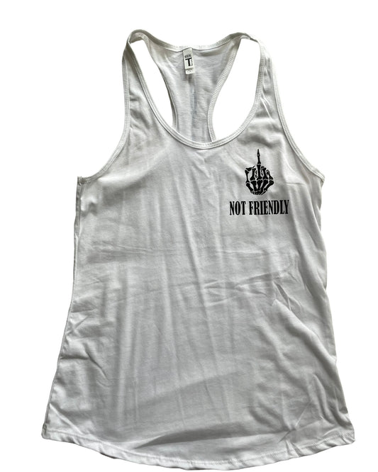 NOT FRIENDLY - White “F Off” Tanks (women’s fit) image 0