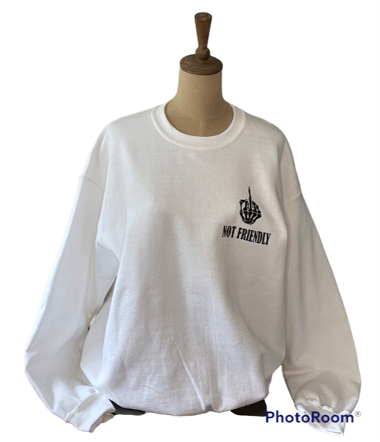 NOT FRIENDLY White Crew Neck Sweatshirt - "Security" image 0