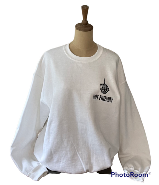 NOT FRIENDLY White Crew Neck Sweatshirt - "Security" image 0