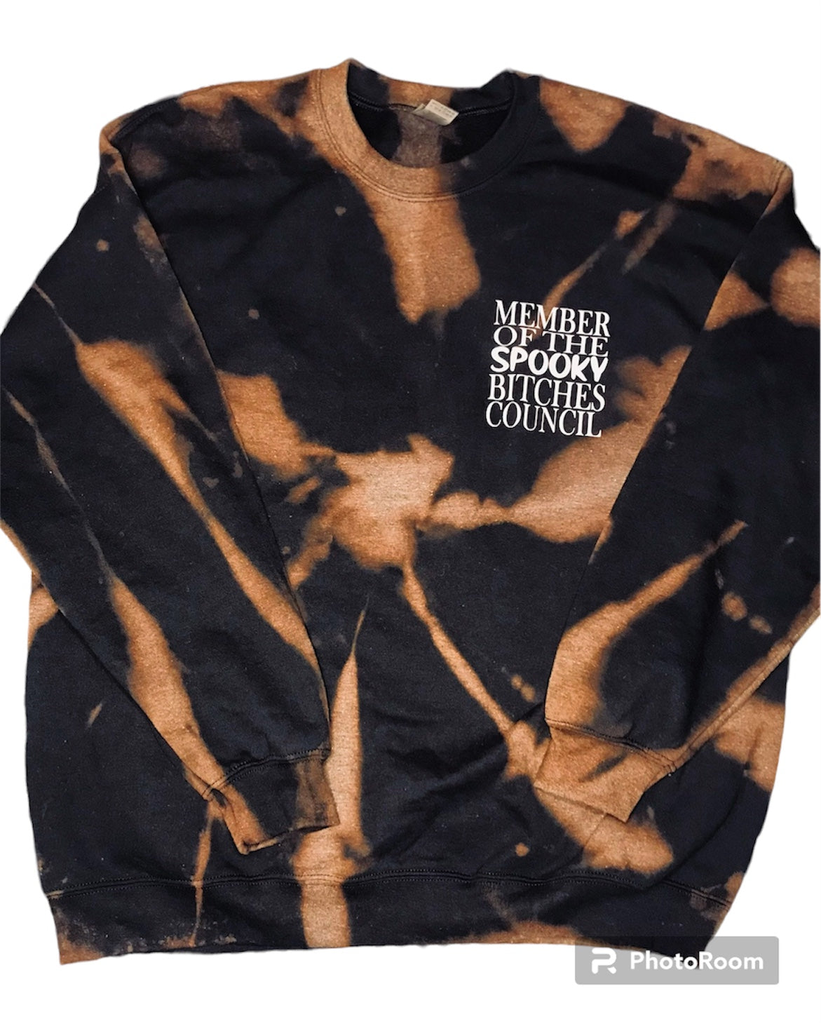 NOT SPOOKY Black Bleached Crew Neck Sweatshirt - “Spooky Bitches” image 0