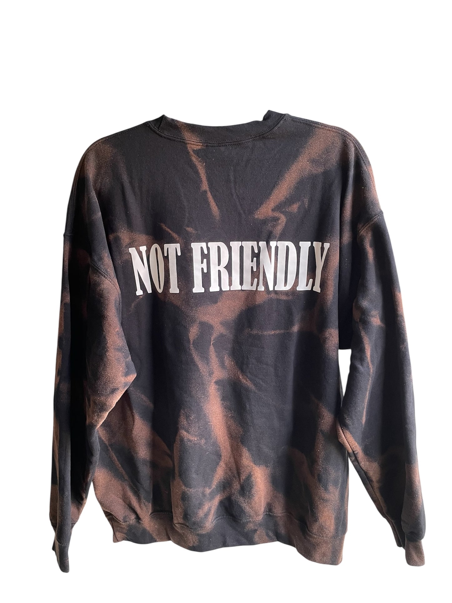 NOT FRIENDLY Black Bleached Crew Neck Sweatshirt *REMIXED*- “Security” image 0