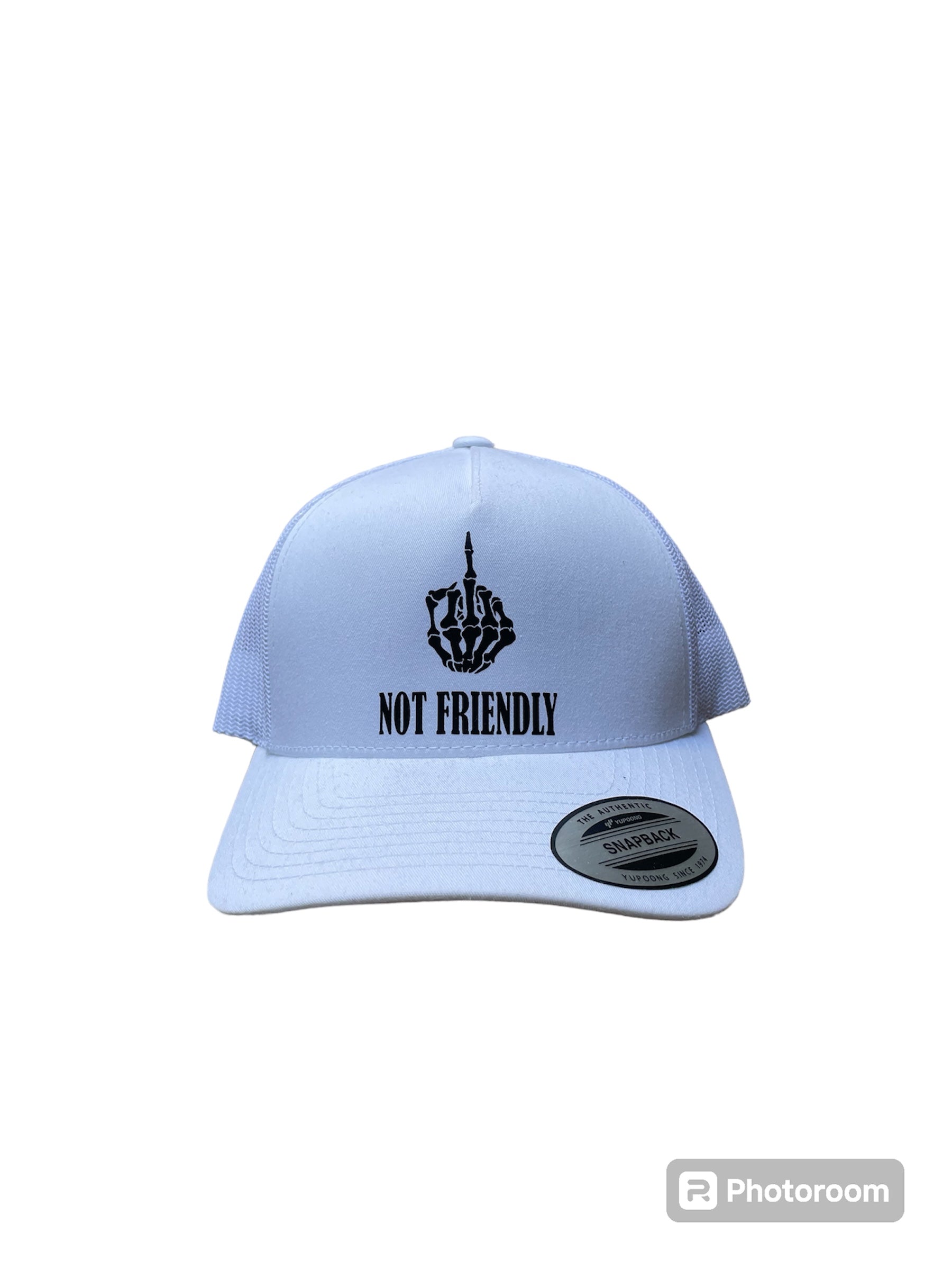 NOT FRIENDLY - White Trucker Hat image 0