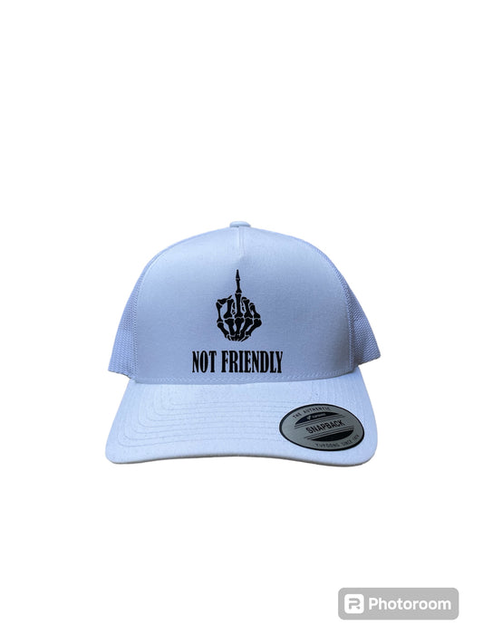NOT FRIENDLY - White Trucker Hat image 0