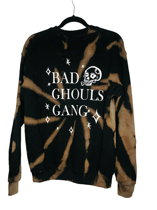 NOT SPOOKY Bleached Crewneck Sweatshirt - “Bad Ghouls Gang” image 1