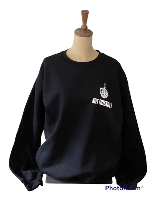 NOT FRIENDLY Black Crew Neck Sweatshirt - “Security” image 0