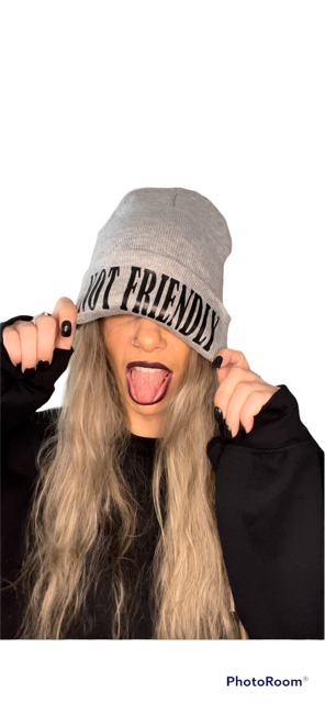 NOT FRIENDLY Cuff Beanie - Grey image 0