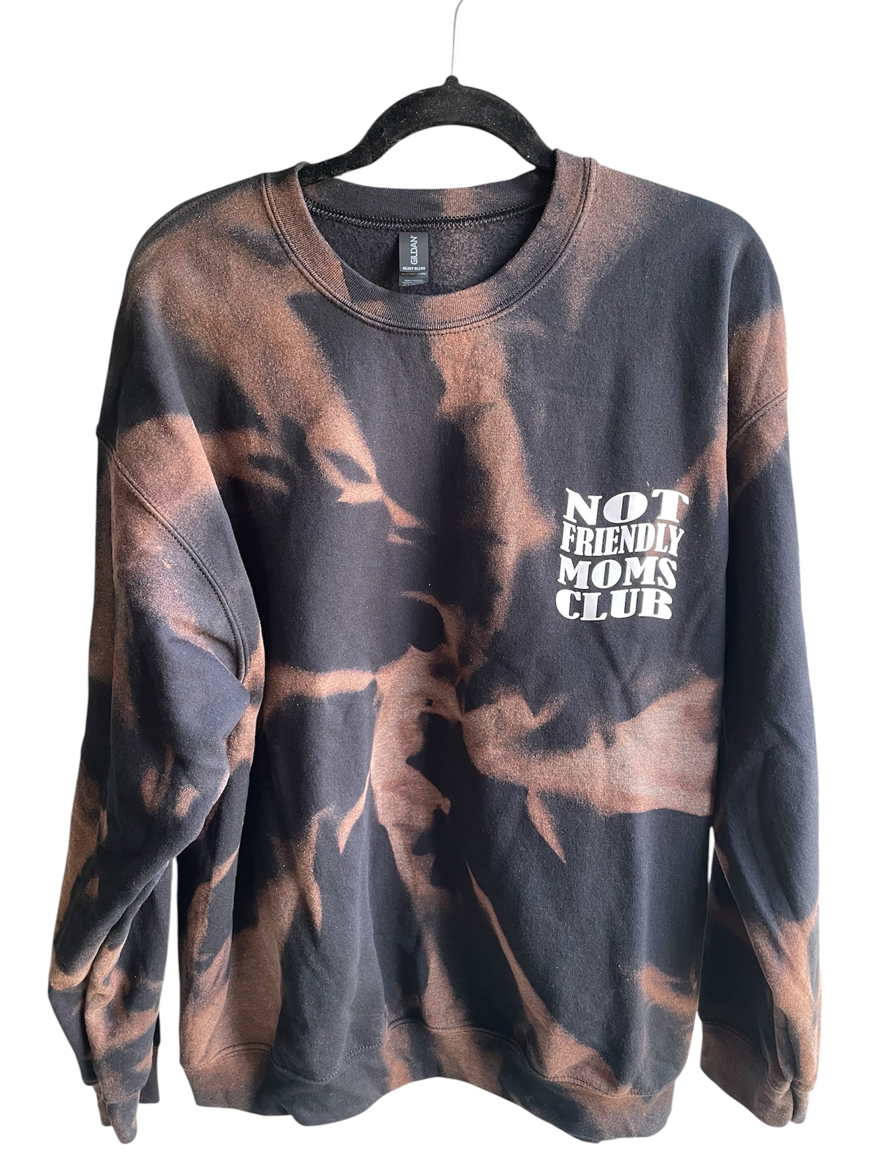 NOT FRIENDLY - Bleach Dyed Crewneck Sweatshirt *REMIXED* “ Mom’s Club”  image 1